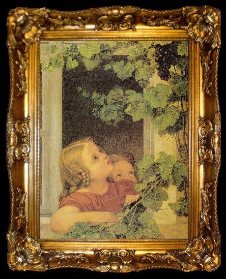 framed  Georg Friedrich Kersting Kinder am Fenster, ta009-2